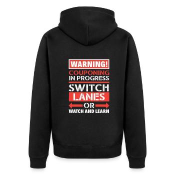 Funny Extreme Couponing Coupon Gift - Unisex Premium Organic Zip Hoodie - black - Back - Nico (187cm)