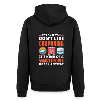 Funny Extreme Couponing Coupon Gift - Unisex Premium Organic Zip Hoodie - black - Back - Nico (187cm)