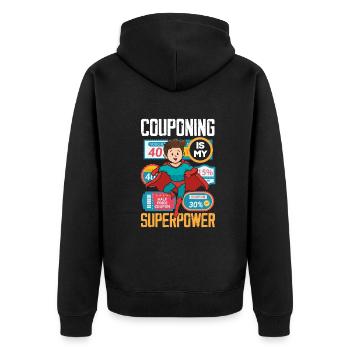 Funny Extreme Couponing Coupon Gift - Unisex Premium Organic Zip Hoodie - black - Back - Nico (187cm)