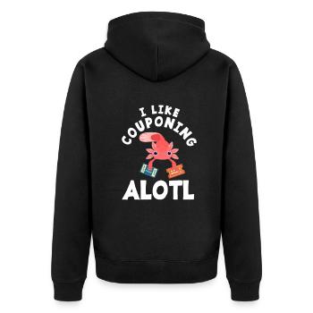 Lustiges Extrem Couponing Coupon Geschenk - Unisex Premium Bio Zip Hoodie - Schwarz - Hinten - Nico (187cm)