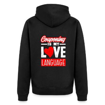 Lustiges Extrem Couponing Coupon Geschenk - Unisex Premium Bio Zip Hoodie - Schwarz - Hinten - Nico (187cm)
