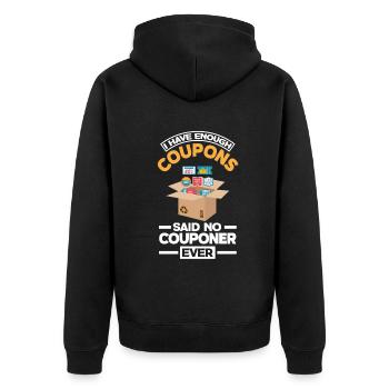 Lustiges Extrem Couponing Coupon Geschenk - Unisex Premium Bio Zip Hoodie - Schwarz - Hinten - Nico (187cm)