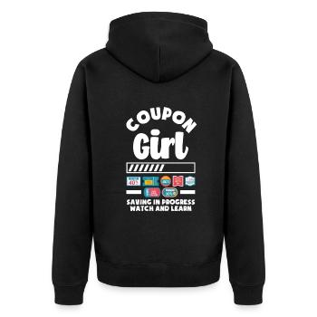 Funny Extreme Couponing Coupon Gift - Unisex Premium Organic Zip Hoodie - black - Back - Nico (187cm)