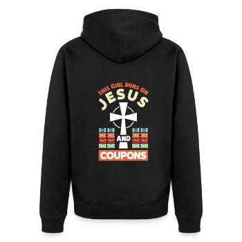 Funny Extreme Couponing Coupon Gift - Unisex Premium Organic Zip Hoodie - black - Back - Nico (187cm)