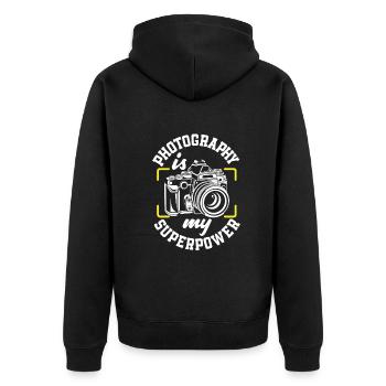 Drôle Photographie Photographe Photographe Cadeau - Veste à capuche bio Premium Unisexe - noir - Dos - Nico (187cm)
