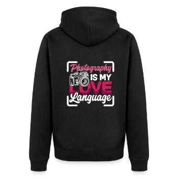 Drôle Photographie Photographe Photographe Cadeau - Veste à capuche bio Premium Unisexe - noir - Dos - Nico (187cm)