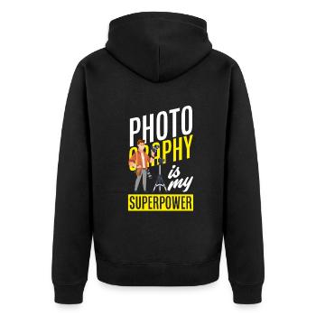 Drôle Photographie Photographe Photographe Cadeau - Veste à capuche bio Premium Unisexe - noir - Dos - Nico (187cm)