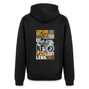 Drôle Photographie Photographe Photographe Cadeau - Veste à capuche bio Premium Unisexe - noir - Dos - Nico (187cm)