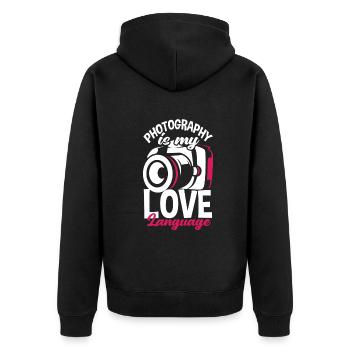 Drôle Photographie Photographe Photographe Cadeau - Veste à capuche bio Premium Unisexe - noir - Dos - Nico (187cm)