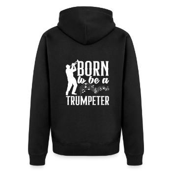Trompete Trompeter Trompeten Spieler - Unisex Premium Bio Zip Hoodie - Schwarz - Hinten - Nico (187cm)