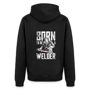 Lustiges Schweißer Geschenk - Unisex Premium Bio Zip Hoodie - Schwarz - Hinten - Nico (187cm)
