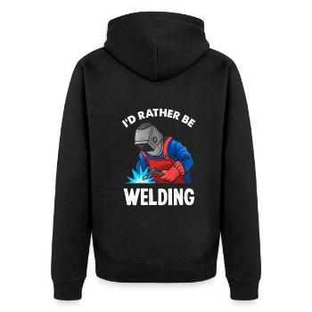 Lustiges Schweißer Geschenk - Unisex Premium Bio Zip Hoodie - Schwarz - Hinten - Nico (187cm)
