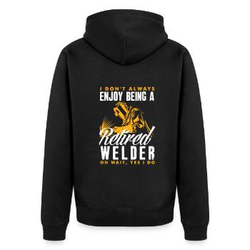 Lustiges Schweißer Geschenk - Unisex Premium Bio Zip Hoodie - Schwarz - Hinten - Nico (187cm)