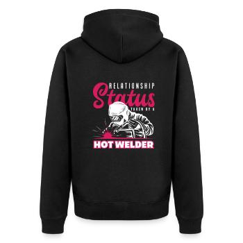 Lustiges Schweißer Geschenk - Unisex Premium Bio Zip Hoodie - Schwarz - Hinten - Nico (187cm)