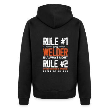 Lustiges Schweißer Geschenk - Unisex Premium Bio Zip Hoodie - Schwarz - Hinten - Nico (187cm)