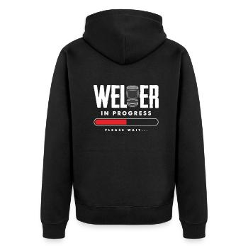 Lustiges Schweißer Geschenk - Unisex Premium Bio Zip Hoodie - Schwarz - Hinten - Nico (187cm)