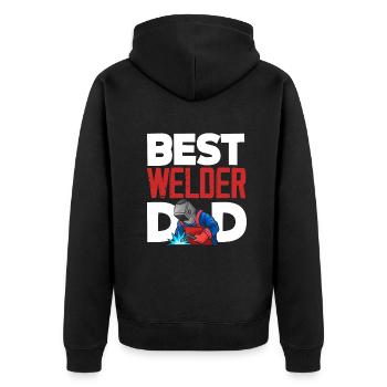Lustiges Schweißer Geschenk - Unisex Premium Bio Zip Hoodie - Schwarz - Hinten - Nico (187cm)