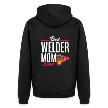 Lustiges Schweißer Geschenk - Unisex Premium Bio Zip Hoodie - Schwarz - Hinten - Nico (187cm)