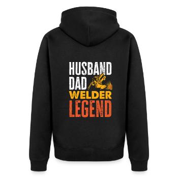 Lustiges Schweißer Geschenk - Unisex Premium Bio Zip Hoodie - Schwarz - Hinten - Nico (187cm)