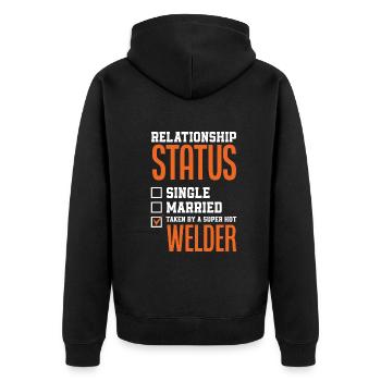 Lustiges Schweißer Geschenk - Unisex Premium Bio Zip Hoodie - Schwarz - Hinten - Nico (187cm)