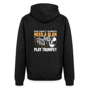 Trompete Trompeter Trompeten Spieler - Unisex Premium Bio Zip Hoodie - Schwarz - Hinten - Nico (187cm)
