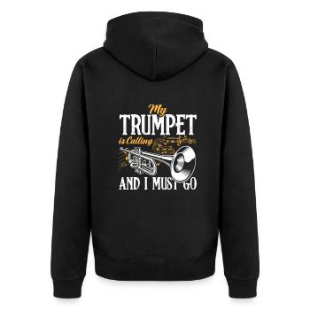 Trompete Trompeter Trompeten Spieler - Unisex Premium Bio Zip Hoodie - Schwarz - Hinten - Nico (187cm)