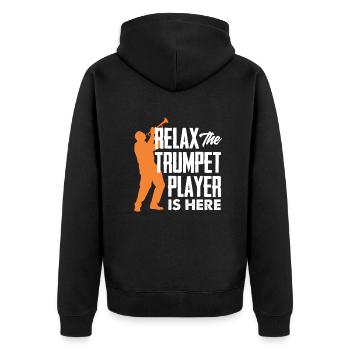 Trompete Trompeter Trompeten Spieler - Unisex Premium Bio Zip Hoodie - Schwarz - Hinten - Nico (187cm)