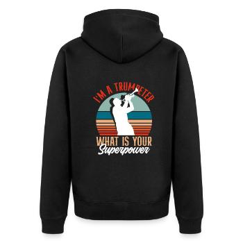 Trompete Trompeter Trompeten Spieler - Unisex Premium Bio Zip Hoodie - Schwarz - Hinten - Nico (187cm)