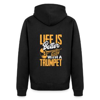 Trompete Trompeter Trompeten Spieler - Unisex Premium Bio Zip Hoodie - Schwarz - Hinten - Nico (187cm)