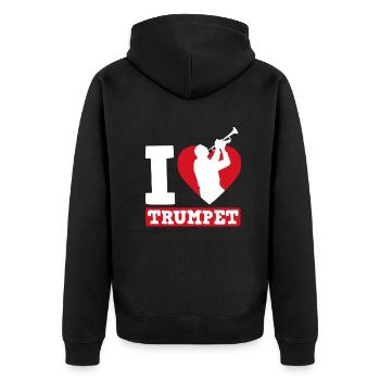 Trompete Trompeter Trompeten Spieler - Unisex Premium Bio Zip Hoodie - Schwarz - Hinten - Nico (187cm)