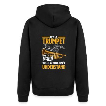 Trompete Trompeter Trompeten Spieler - Unisex Premium Bio Zip Hoodie - Schwarz - Hinten - Nico (187cm)