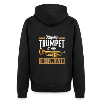 Trompete Trompeter Trompeten Spieler - Unisex Premium Bio Zip Hoodie - Schwarz - Hinten - Nico (187cm)
