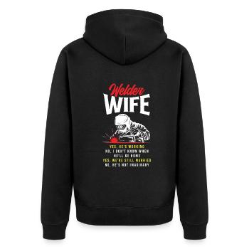 Lustiges Schweißer Geschenk - Unisex Premium Bio Zip Hoodie - Schwarz - Hinten - Nico (187cm)