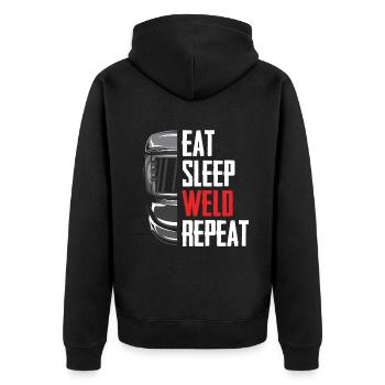 Lustiges Schweißer Geschenk - Unisex Premium Bio Zip Hoodie - Schwarz - Hinten - Nico (187cm)