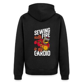 Lustiges Schweißer Geschenk - Unisex Premium Bio Zip Hoodie - Schwarz - Hinten - Nico (187cm)