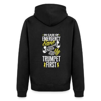 Trompete Trompeter Trompeten Spieler - Unisex Premium Bio Zip Hoodie - Schwarz - Hinten - Nico (187cm)