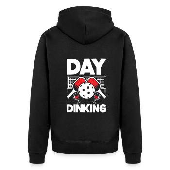 Lustiges Pickleball Geschenk - Unisex Premium Bio Zip Hoodie - Schwarz - Hinten - Nico (187cm)