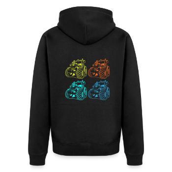 Lustiges Bauer Bauernhof Landwirt Geschenk - Unisex Premium Bio Zip Hoodie - Schwarz - Hinten - Nico (187cm)