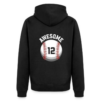 Kinder Geburtstag 12. Geburtstag Baseballparty - Unisex Premium Bio Zip Hoodie - Schwarz - Hinten - Nico (187cm)