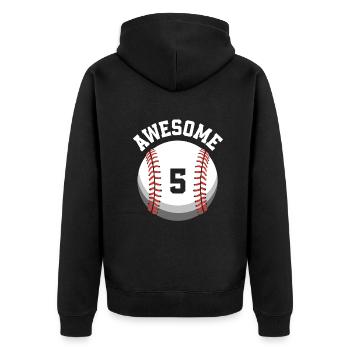 Kinder Geburtstag 5. Geburtstag Baseballparty - Unisex Premium Bio Zip Hoodie - Schwarz - Hinten - Nico (187cm)