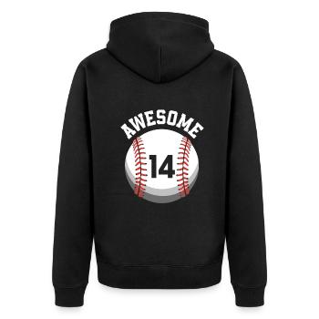 Kinder Geburtstag 14. Geburtstag Baseballparty - Unisex Premium Bio Zip Hoodie - Schwarz - Hinten - Nico (187cm)
