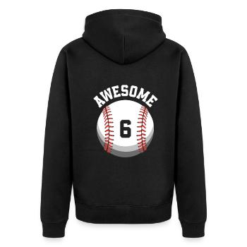 Kinder Geburtstag 6. Geburtstag Baseballparty - Unisex Premium Bio Zip Hoodie - Schwarz - Hinten - Nico (187cm)