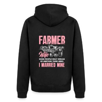 Lustiges Bauer Bauernhof Landwirt Geschenk - Unisex Premium Bio Zip Hoodie - Schwarz - Hinten - Nico (187cm)