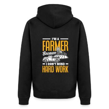 Lustiges Bauer Bauernhof Landwirt Geschenk - Unisex Premium Bio Zip Hoodie - Schwarz - Hinten - Nico (187cm)