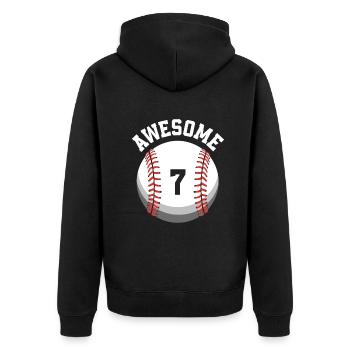 Kinder Geburtstag 7. Geburtstag Baseballparty - Unisex Premium Bio Zip Hoodie - Schwarz - Hinten - Nico (187cm)
