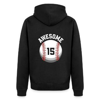 Fête de baseball du 15e anniversaire des enfants - Veste à capuche bio Premium Unisexe - noir - Dos - Nico (187cm)