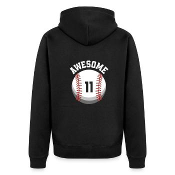 Kinder Geburtstag 11. Geburtstag Baseballparty - Unisex Premium Bio Zip Hoodie - Schwarz - Hinten - Nico (187cm)
