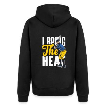 Lustiger Baseball - Unisex Premium Bio Zip Hoodie - Schwarz - Hinten - Nico (187cm)