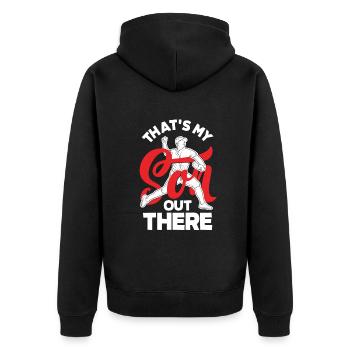 Lustiger Baseball - Unisex Premium Bio Zip Hoodie - Schwarz - Hinten - Nico (187cm)