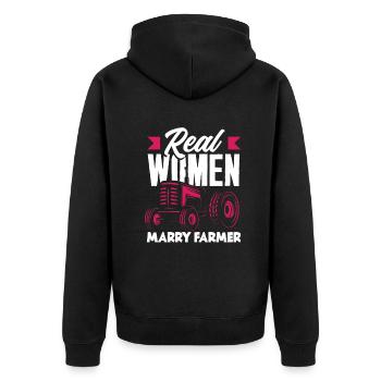 Lustiges Bauer Bauernhof Landwirt Geschenk - Unisex Premium Bio Zip Hoodie - Schwarz - Hinten - Nico (187cm)